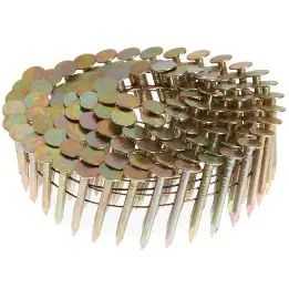 Coil roofing nails for roofing and construction applications