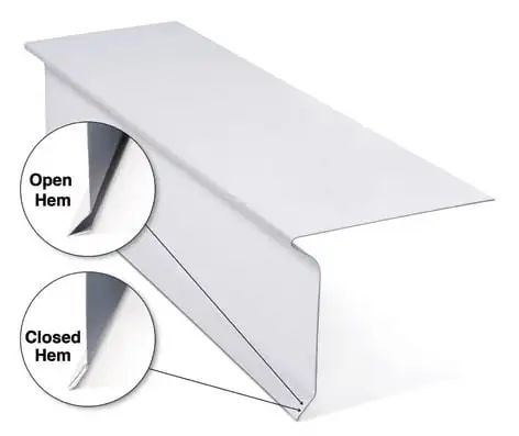 Custom metal drip edge profile with open and closed hem options